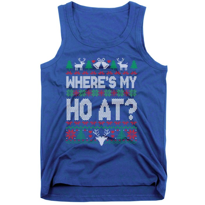 Where My HoS At Ho Matching Couple Christmas Ugly Funny Gift Tank Top