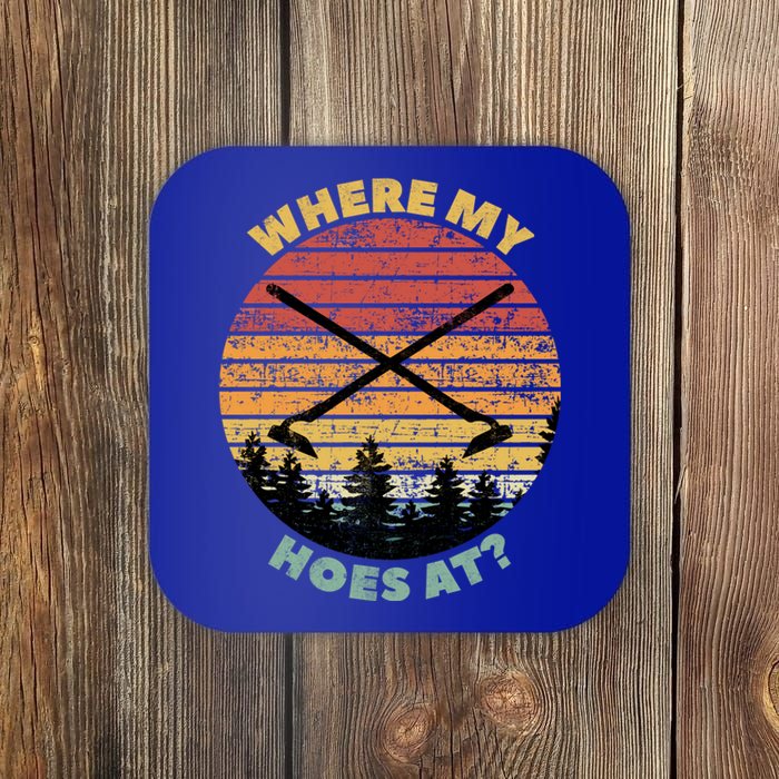 Where My Hoes At? Funny Gardening Saying Joke Vintage Great Gift Coaster