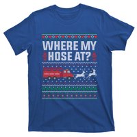 Where My Hose At Firefighter Ugly Christmas Sweater Gift T-Shirt