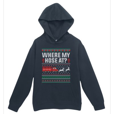 Where My Hose At Firefighter Ugly Christmas Sweater Gift Urban Pullover Hoodie