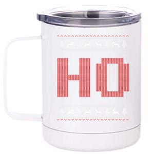 Where My HoS At Ho Matching Couple Santa Ugly Christmas Gift 12 oz Stainless Steel Tumbler Cup