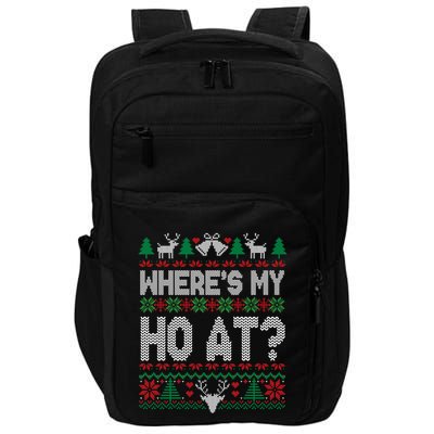 Where My HoS At Ho Matching Couple Christmas Ugly Sweater Cool Gift Impact Tech Backpack