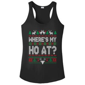 Where My HoS At Ho Matching Couple Christmas Ugly Sweater Cool Gift Ladies PosiCharge Competitor Racerback Tank