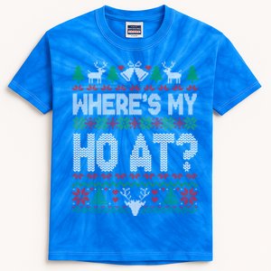 Where My HoS At Ho Matching Couple Christmas Ugly Sweater Cool Gift Kids Tie-Dye T-Shirt