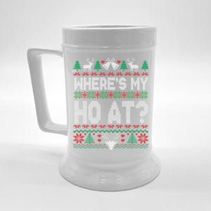 Where My HoS At Ho Matching Couple Christmas Ugly Sweater Cool Gift Beer Stein