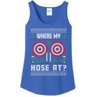 Where My Hose At Fire Funny Firefighter Ugly Christmas Gift Ladies Essential Tank