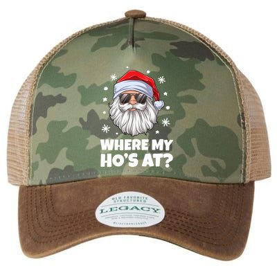 Where My HoS At Funny Christmas Santa Inappropriate Gift Legacy Tie Dye Trucker Hat