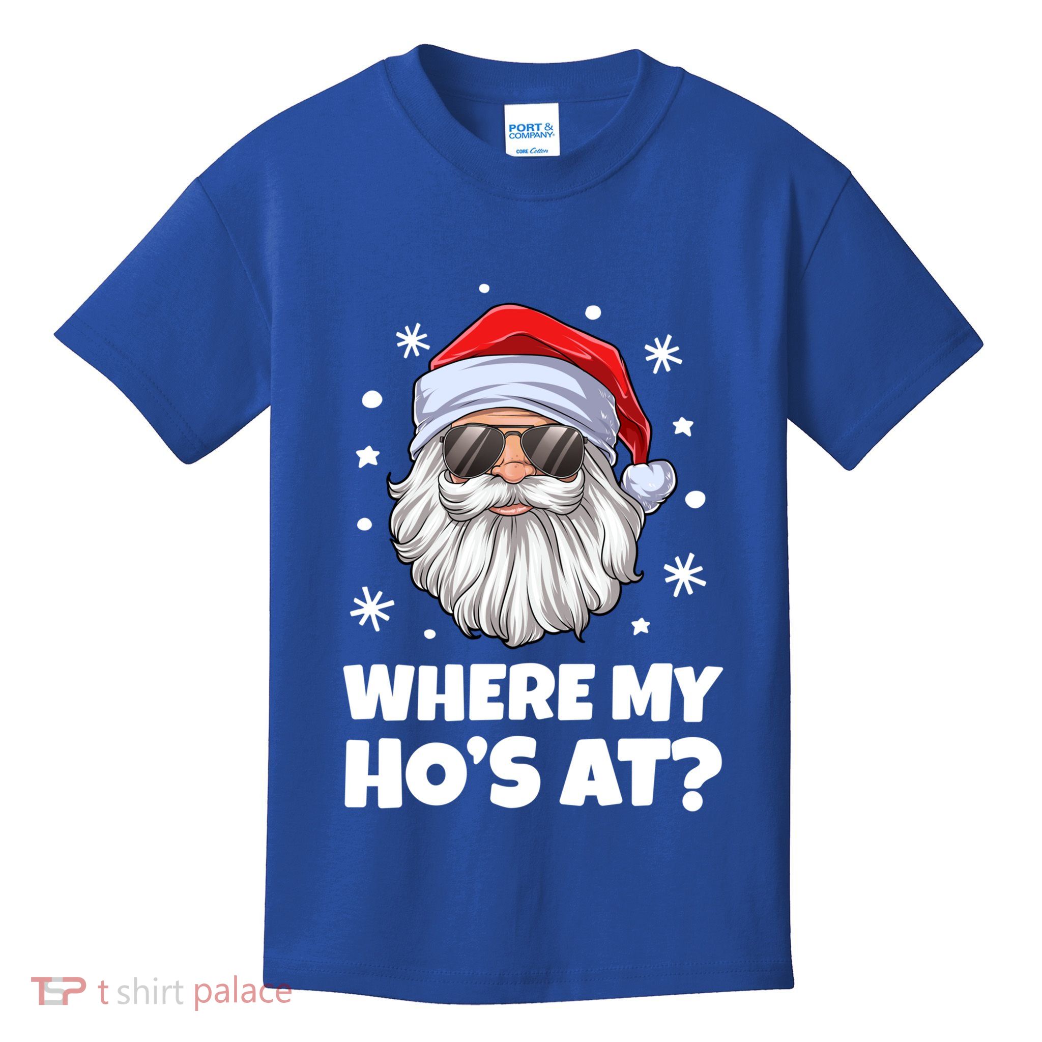 Where My HoS At Funny Christmas Santa Inappropriate Gift Kids T-Shirt