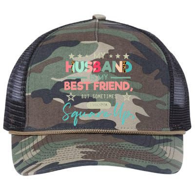 Wo My Husband Is My Best Friend But Sometimes I Wanna Square Up Retro Rope Trucker Hat Cap