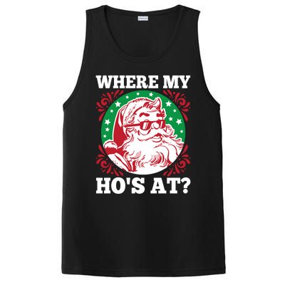 Where My Hos At Santa Funny Christmas Gift PosiCharge Competitor Tank