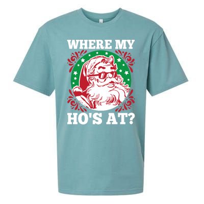 Where My Hos At Santa Funny Christmas Gift Sueded Cloud Jersey T-Shirt