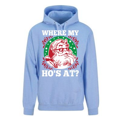 Where My Hos At Santa Funny Christmas Gift Unisex Surf Hoodie