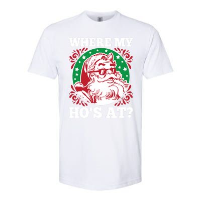 Where My Hos At Santa Funny Christmas Gift Softstyle CVC T-Shirt