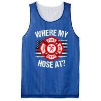 Where My Hose At Firefighter Thin Red Line Flag Fire Gift Mesh Reversible Basketball Jersey Tank