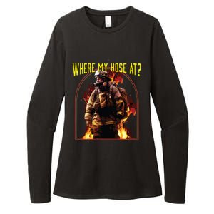 Where My Hose At Fire Firefighter Fire Rescue Cute Gift Womens CVC Long Sleeve Shirt