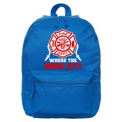 Where My Hose At Funny Firefighter Fire Rescue Cute Gift 16 in Basic Backpack