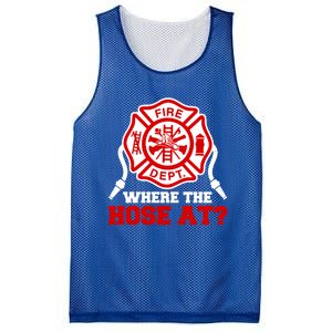 Where My Hose At Funny Firefighter Fire Rescue Cute Gift Mesh Reversible Basketball Jersey Tank