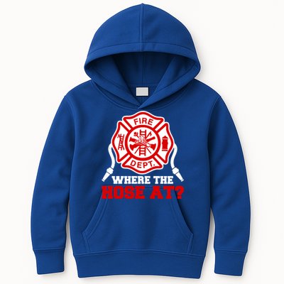 Where My Hose At Funny Firefighter Fire Rescue Cute Gift Kids Hoodie