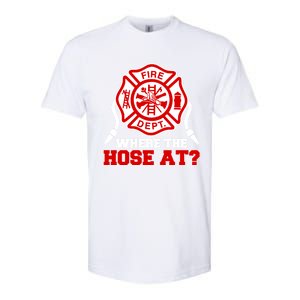 Where My Hose At Funny Firefighter Fire Rescue Cute Gift Softstyle CVC T-Shirt