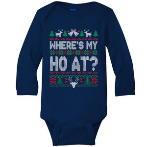 Where My HoS At Ho Matching Couple Christmas Ugly Gift Baby Long Sleeve Bodysuit