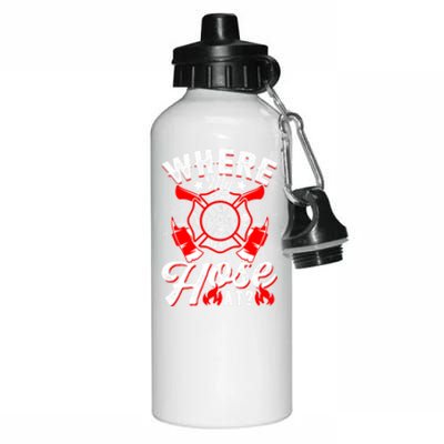 Where My Hose At Funny Firefighter Firefighting Fire Gift Aluminum Water Bottle