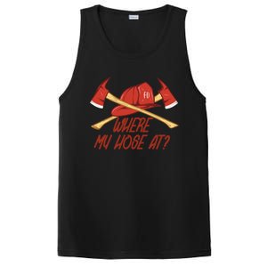 Where My Hose At Funny Firefighter Funny Gift PosiCharge Competitor Tank