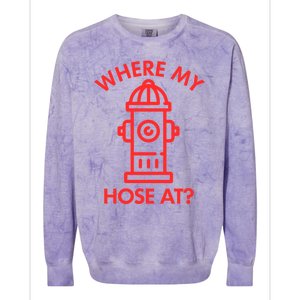 Where My Hose At Funny Fire Fire Funny Gift Colorblast Crewneck Sweatshirt