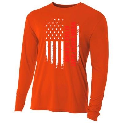 Widow Maker Heart Attack Survivor American Flag Recovery Gift Cooling Performance Long Sleeve Crew