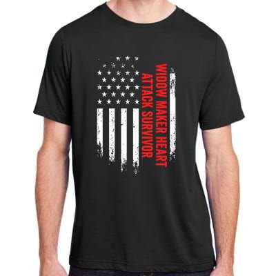 Widow Maker Heart Attack Survivor American Flag Recovery Gift Adult ChromaSoft Performance T-Shirt