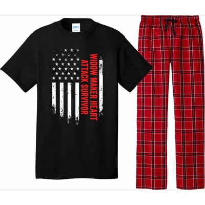 Widow Maker Heart Attack Survivor American Flag Recovery Gift Pajama Set