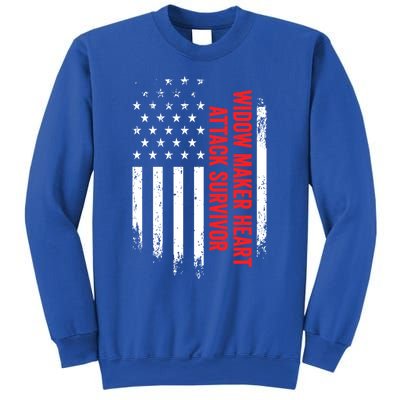 Widow Maker Heart Attack Survivor American Flag Recovery Gift Sweatshirt