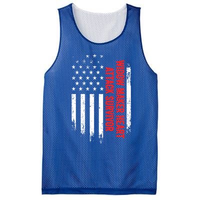 Widow Maker Heart Attack Survivor American Flag Recovery Gift Mesh Reversible Basketball Jersey Tank