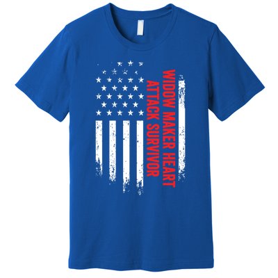 Widow Maker Heart Attack Survivor American Flag Recovery Gift Premium T-Shirt