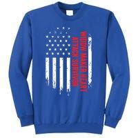 Widow Maker Heart Attack Survivor American Flag Recovery Gift Tall Sweatshirt