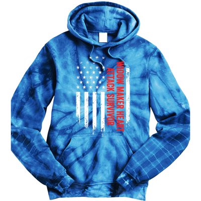 Widow Maker Heart Attack Survivor American Flag Recovery Gift Tie Dye Hoodie