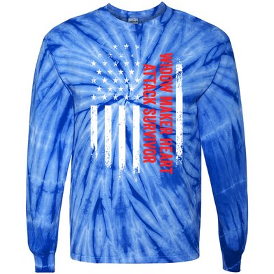 Widow Maker Heart Attack Survivor American Flag Recovery Gift Tie-Dye Long Sleeve Shirt