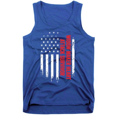 Widow Maker Heart Attack Survivor American Flag Recovery Gift Tank Top