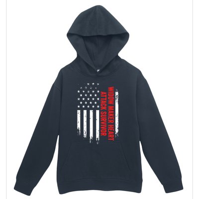 Widow Maker Heart Attack Survivor American Flag Recovery Gift Urban Pullover Hoodie