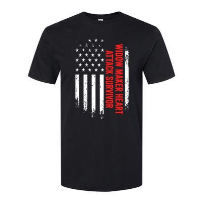 Widow Maker Heart Attack Survivor American Flag Recovery Gift Softstyle CVC T-Shirt