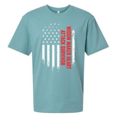 Widow Maker Heart Attack Survivor American Flag Recovery Gift Sueded Cloud Jersey T-Shirt