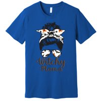 Witchy Mama Halloween Cute Messy Bun Bandana Witch Mom Gift Premium T-Shirt