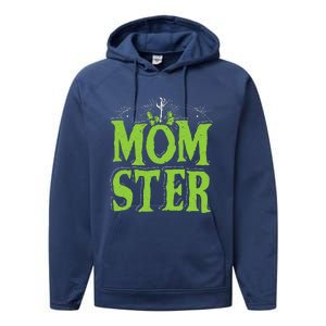 Womens Momster Halloween Monster Best Mom Ever Spooky Mommy Performance Fleece Hoodie