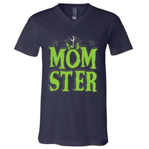 Womens Momster Halloween Monster Best Mom Ever Spooky Mommy V-Neck T-Shirt