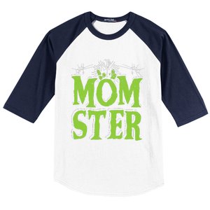 Womens Momster Halloween Monster Best Mom Ever Spooky Mommy Baseball Sleeve Shirt