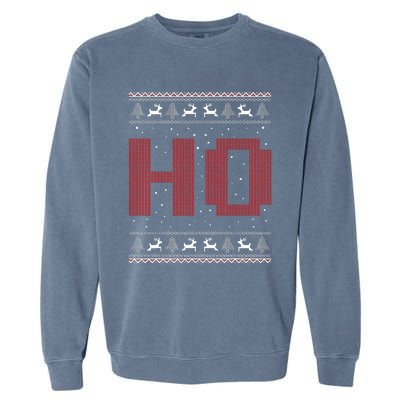 Where My HoS At Ho Matching Couple Santa Ugly Christmas Garment-Dyed Sweatshirt