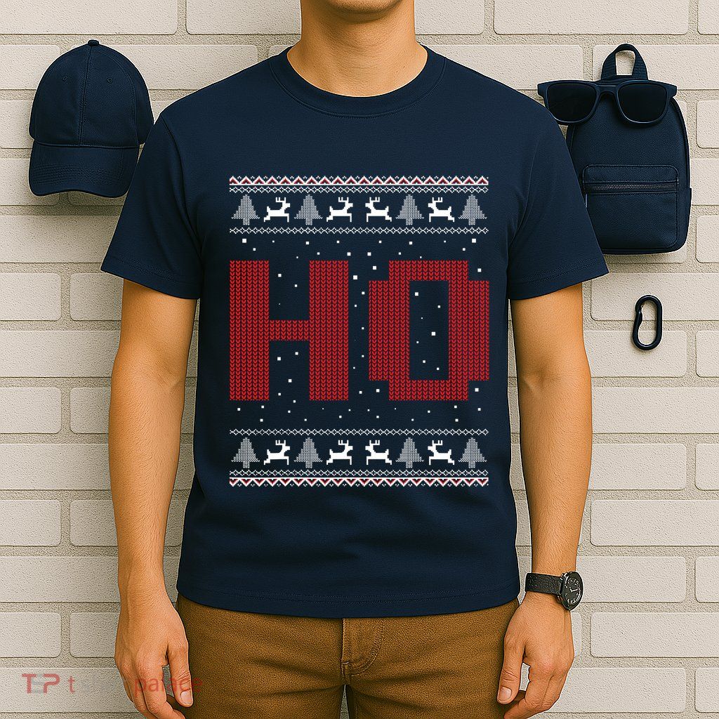 Where My HoS At Ho Matching Couple Santa Ugly Christmas T-Shirt