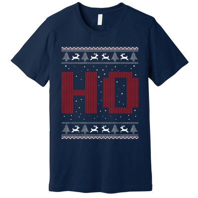 Where My HoS At Ho Matching Couple Santa Ugly Christmas Premium T-Shirt