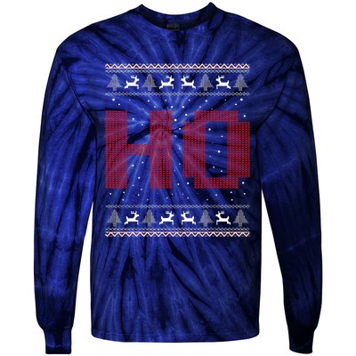 Where My HoS At Ho Matching Couple Santa Ugly Christmas Tie-Dye Long Sleeve Shirt