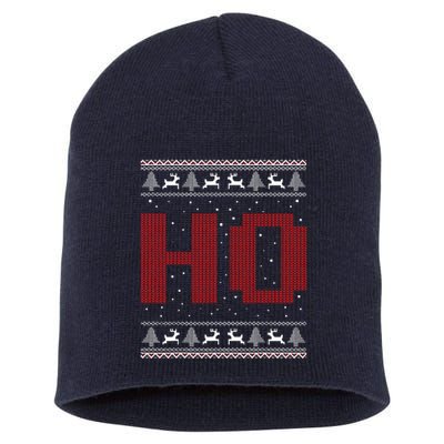 Where My HoS At Ho Matching Couple Santa Ugly Christmas Short Acrylic Beanie