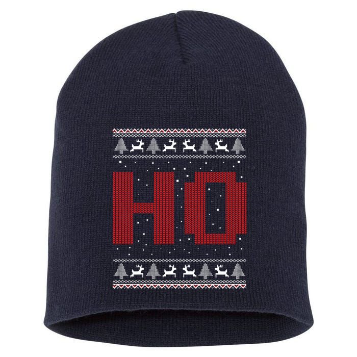 Where My HoS At Ho Matching Couple Santa Ugly Christmas Short Acrylic Beanie
